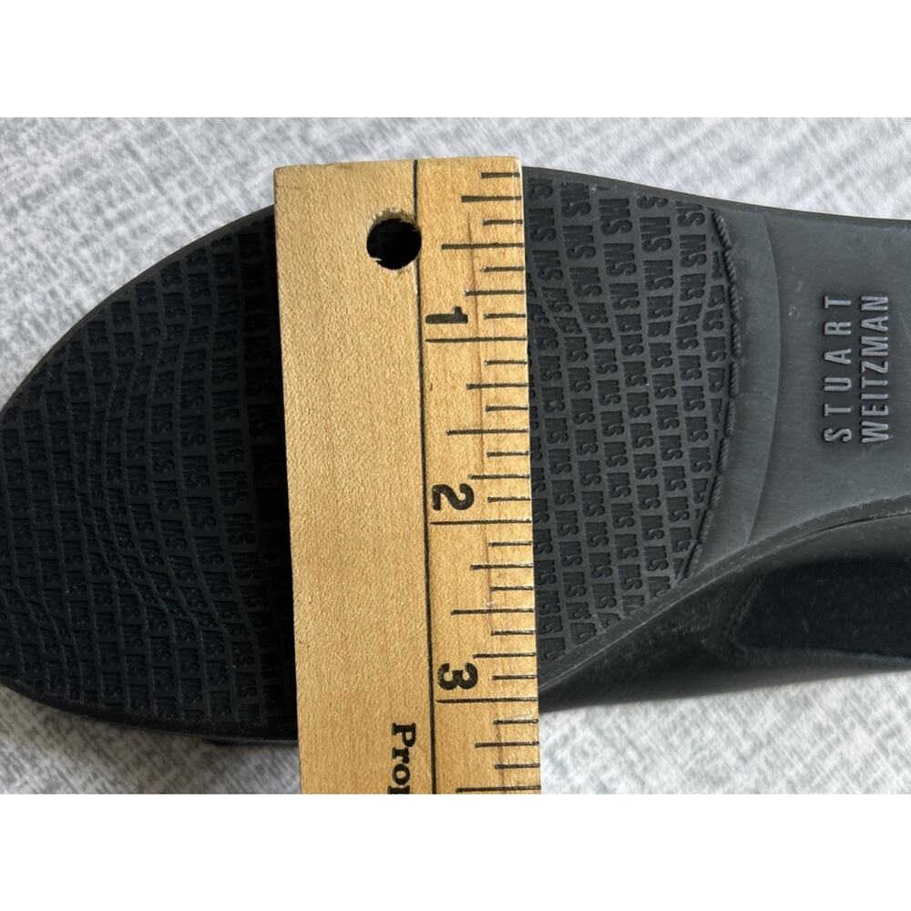 Stuart Weitzman Offset Sandal Shoe Womens Size 8 M Black Leather Slingback Wedge - Picture 13 of 14